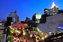 Rooftop bar with skyline views
