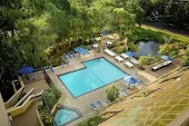 Seasonal outdoor pool with jacuzzi
