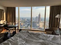 Panoramic cityscape from upper floors