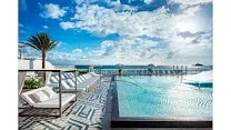 Oceanfront pool deck and beach access