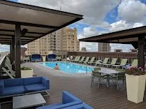 Rooftop pool with city views