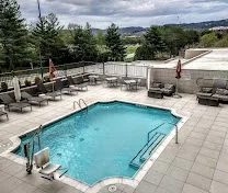 Sleek outdoor pool and gym
