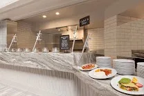 Free made-to-order breakfast buffet with omelette station