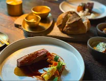 Seasonal New American tasting menu with organic farm ingredients