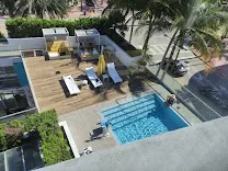 Rooftop pool with ocean views
