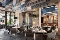 Trendy full-service restaurant with live entertainment
