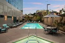 Outdoor pool and hot tub