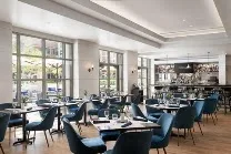 In-house restaurant, cocktail bar, and gym