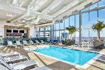 Top-floor restaurant and indoor pool