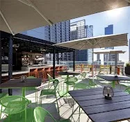 Rooftop bar with city views