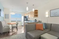 Spacious rooms with separate living and bedroom areas