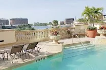 Outdoor pool with bay views