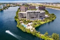 Island location with lagoon views
