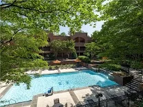 Garden courtyard pool with pavilion