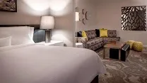 Midcentury-modern decor throughout rooms and public spaces