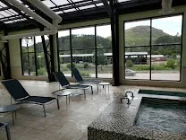 Indoor pool and large hot tub with extended hours